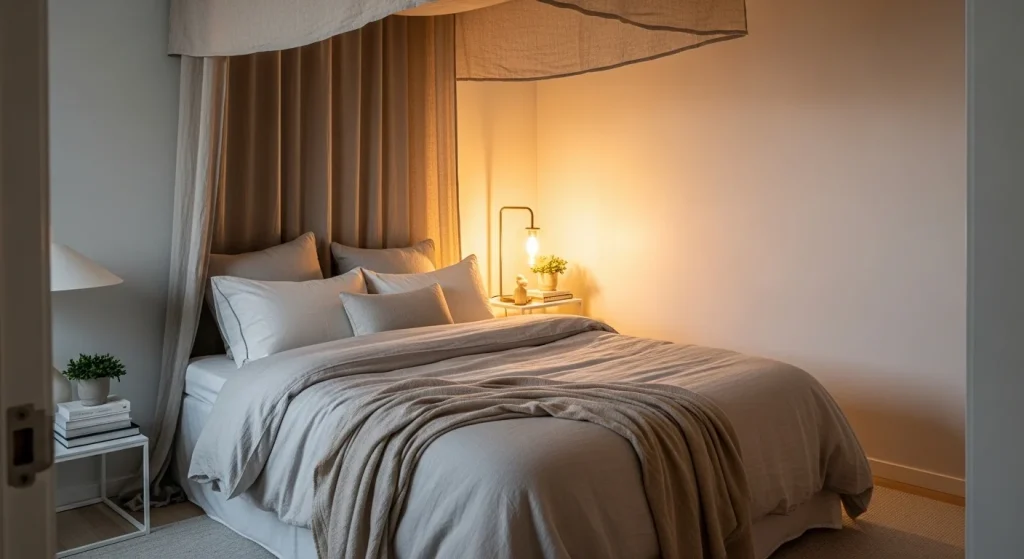 linen bedroom canopy ideas