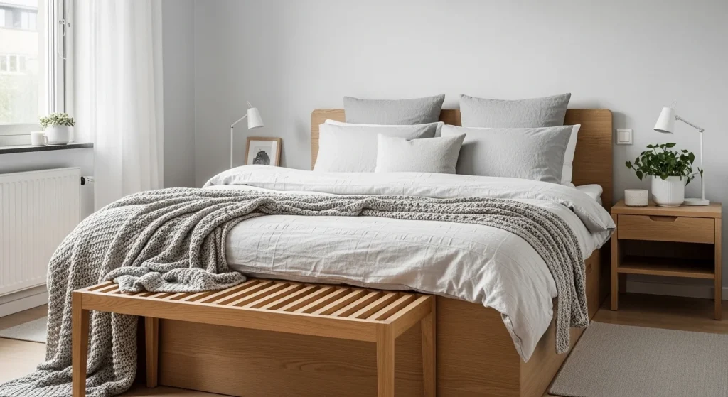 Scandinavian bedroom bench ideas