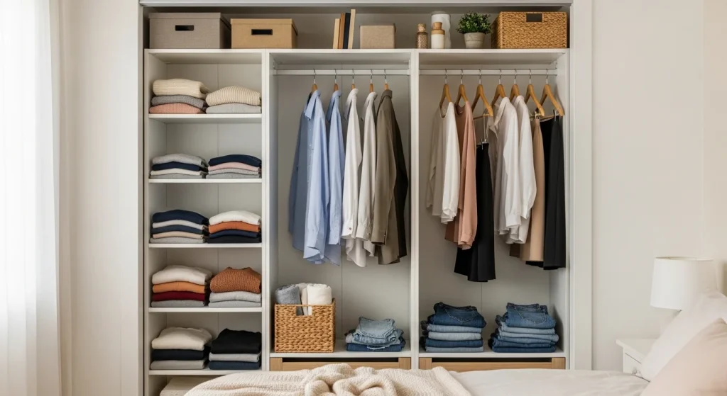 sliding door small bedroom wardrobe organization
