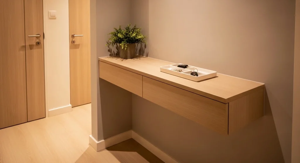 floating shelf small apartment entryway ideas