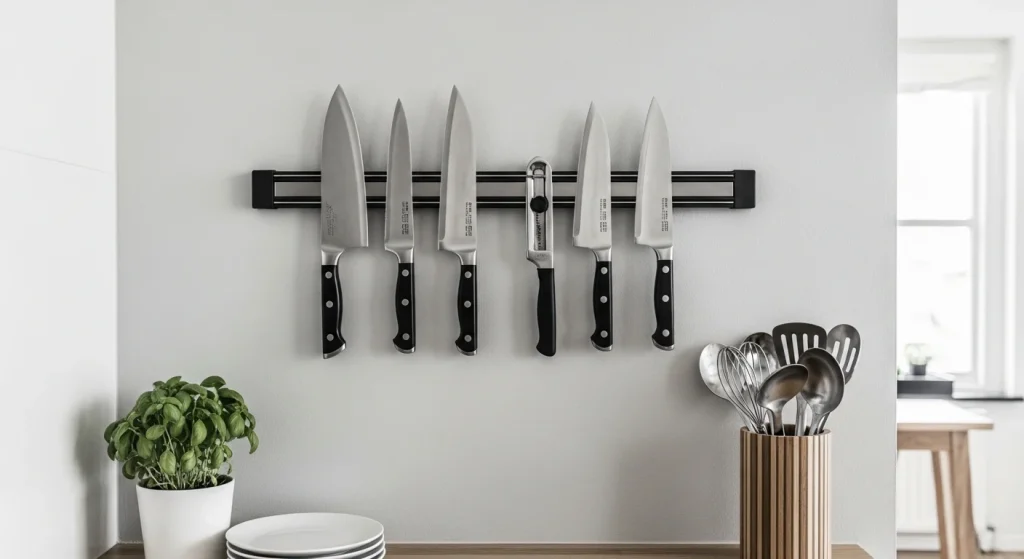 magnetic knife strip small apartment kitchen storage ideas