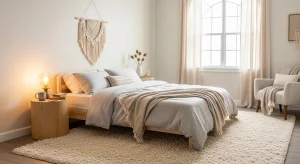 rug defined bedroom zone studio apartment