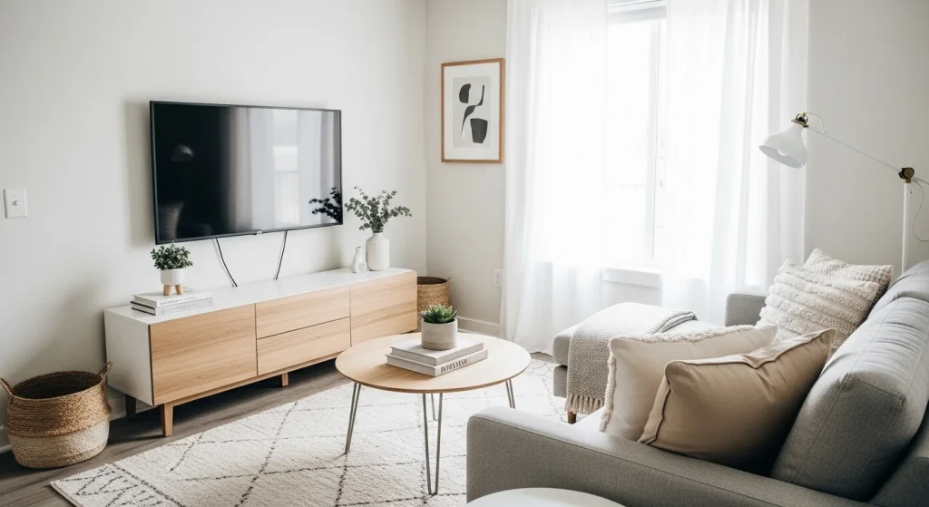 low TV console modern small apartment living room ideas