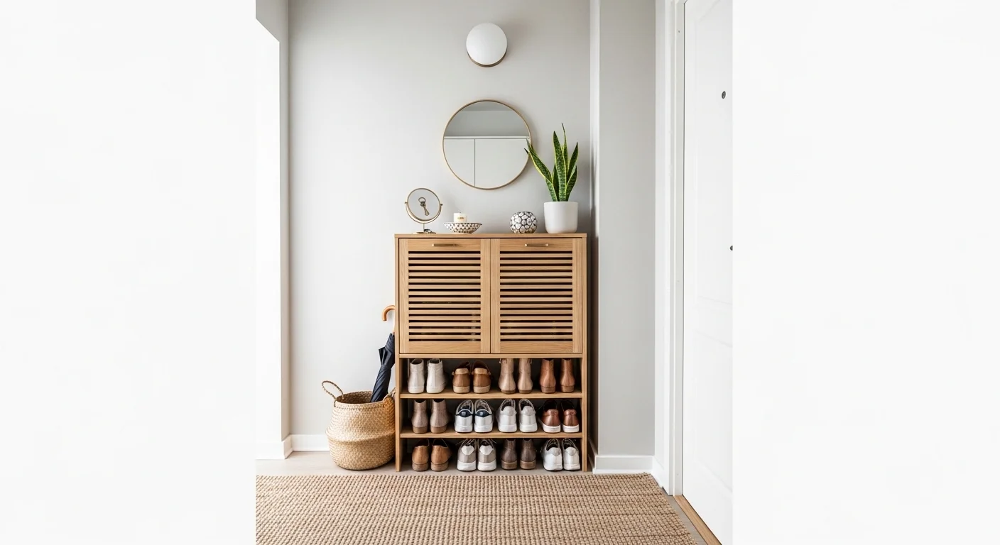 small apartment entryway ideas with slim console table and mirror decor