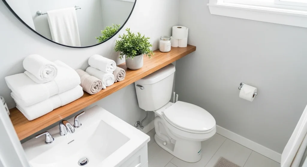 small apartment bathroom shelf ideas