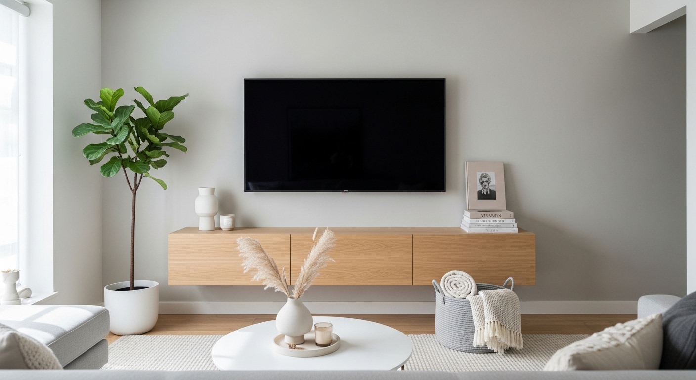 small apartment TV wall ideas with floating media console