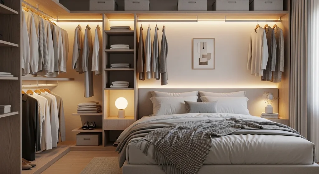 small bedroom wardrobe organization ideas