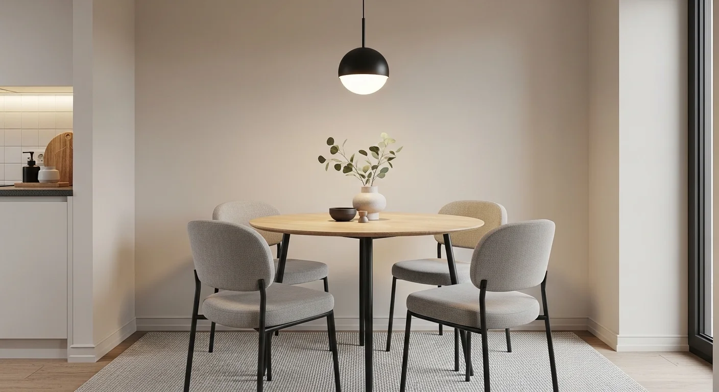 small apartment dining area ideas with round table and compact dining chairs