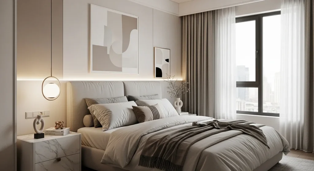 modern luxury small apartment bedroom ideas with elegant decor