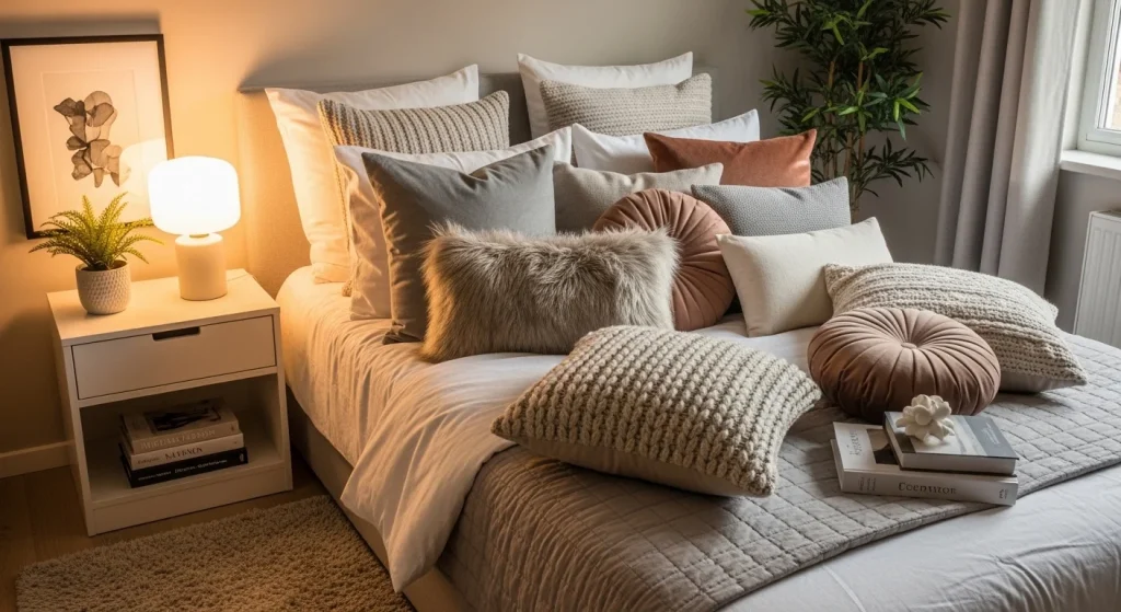 bedroom throw pillow ideas for small apartment bedroom