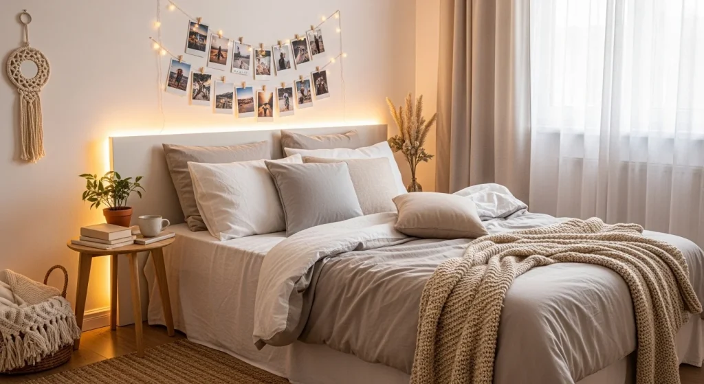 aesthetic small apartment bedroom ideas with cozy minimalist decor