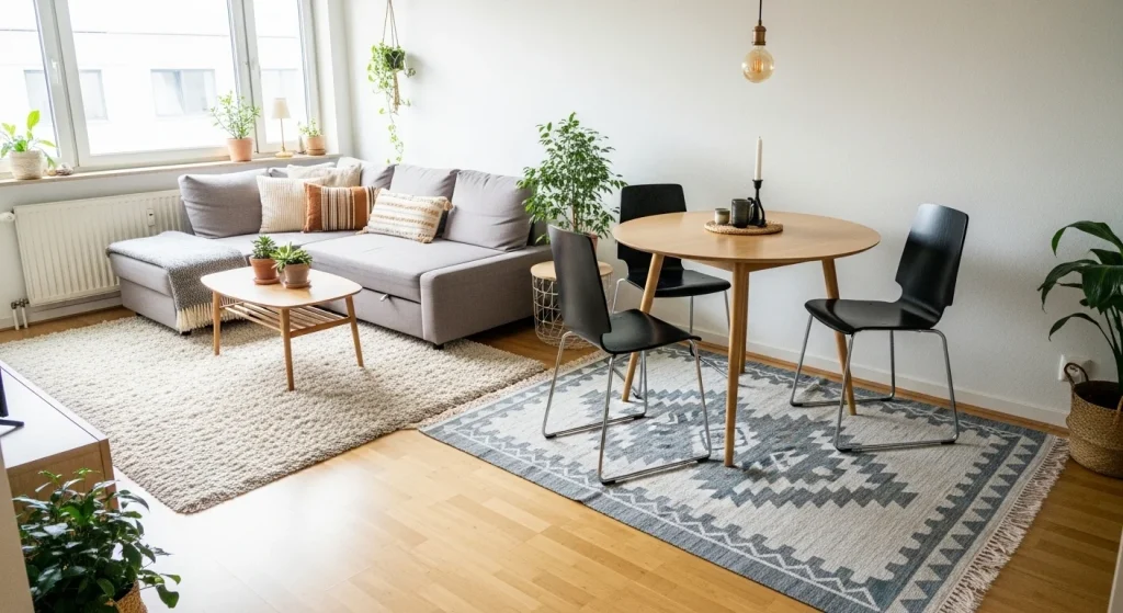 Rugs defining apartment zones