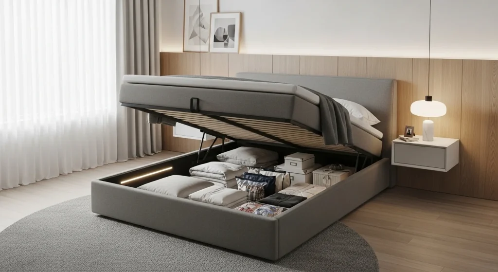 Storage bed hidden space
