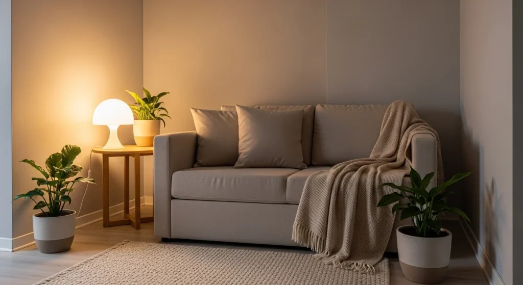 Neutral cozy sofa corner