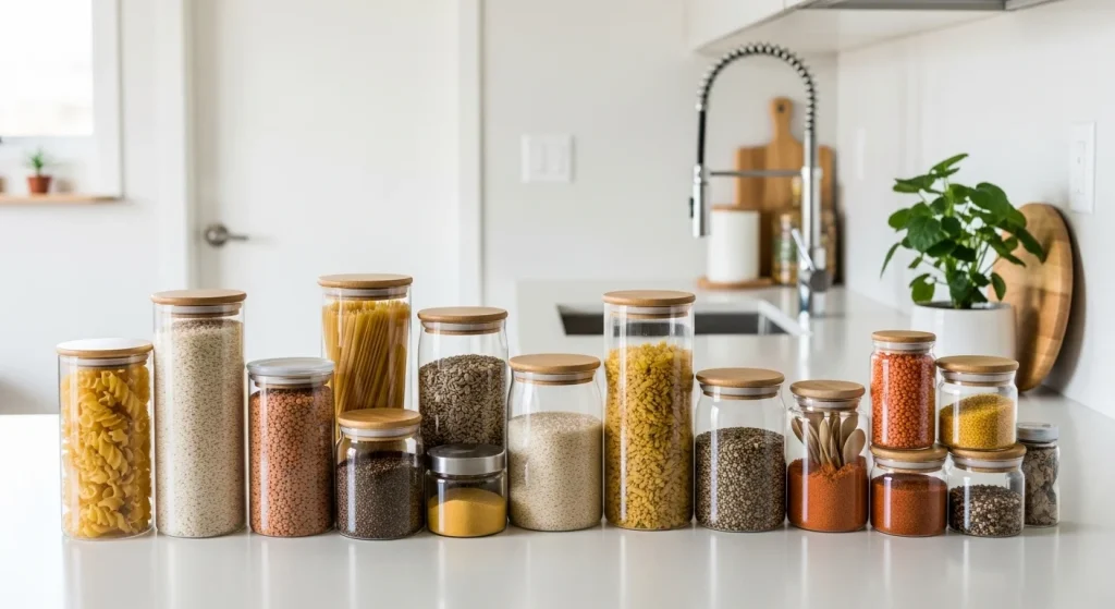 Glass jar countertop decor