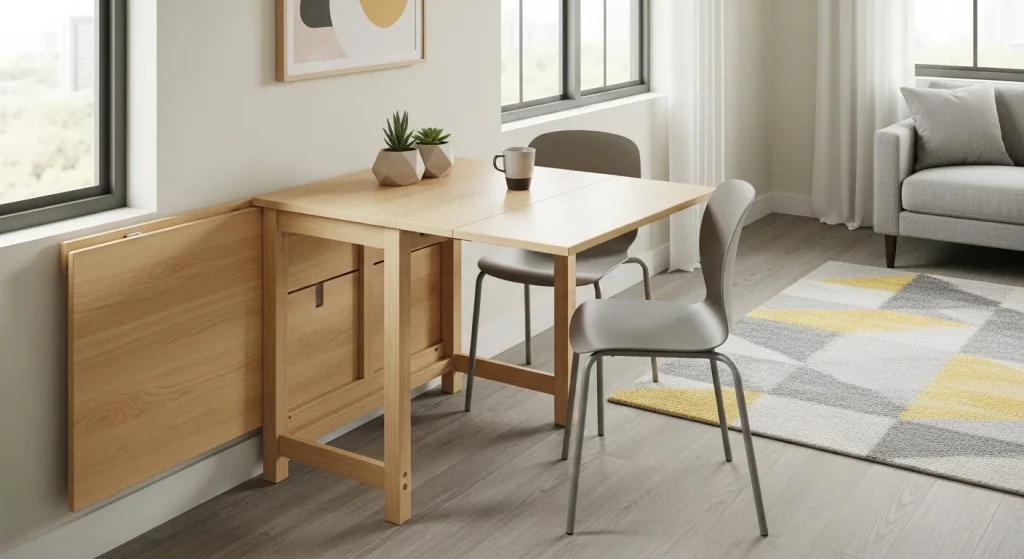 Drop leaf table for small apartment space
