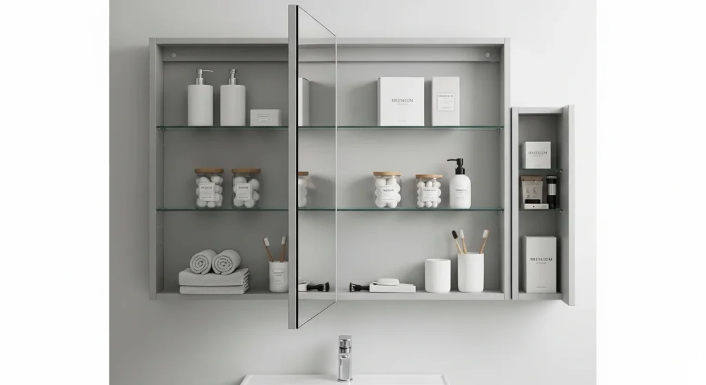 Medicine cabinet for hidden bathroom storage