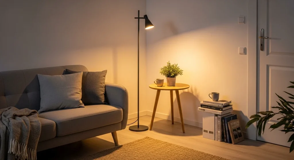 Slim floor lamp small apartment