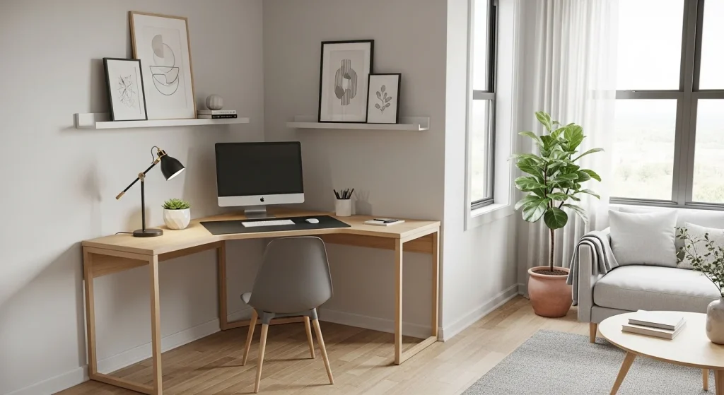 Corner desk living room idea
