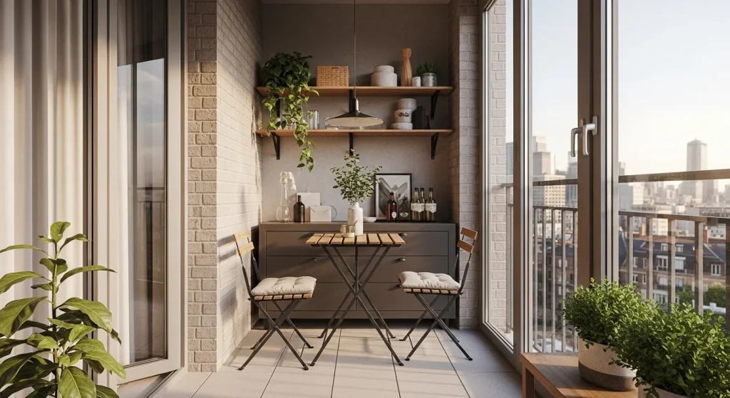 Foldable bistro balcony corner
