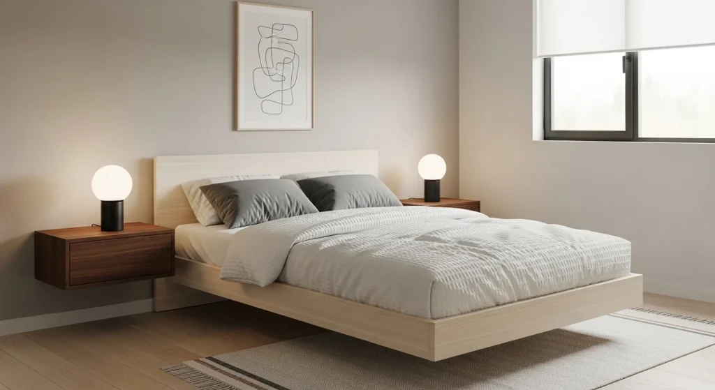 Floating nightstand for small bedroom