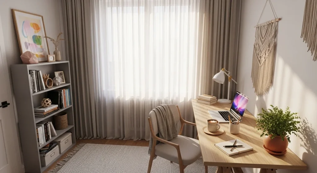 Curtain soft light workspace