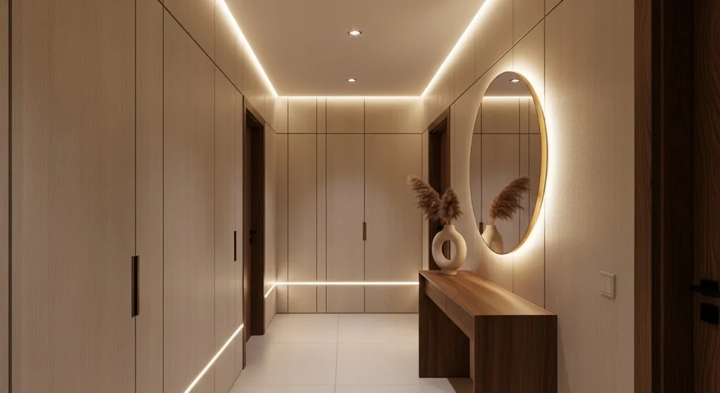 Hallway wall paneling design
