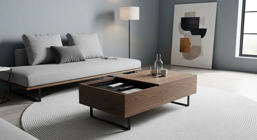 Hidden storage coffee table