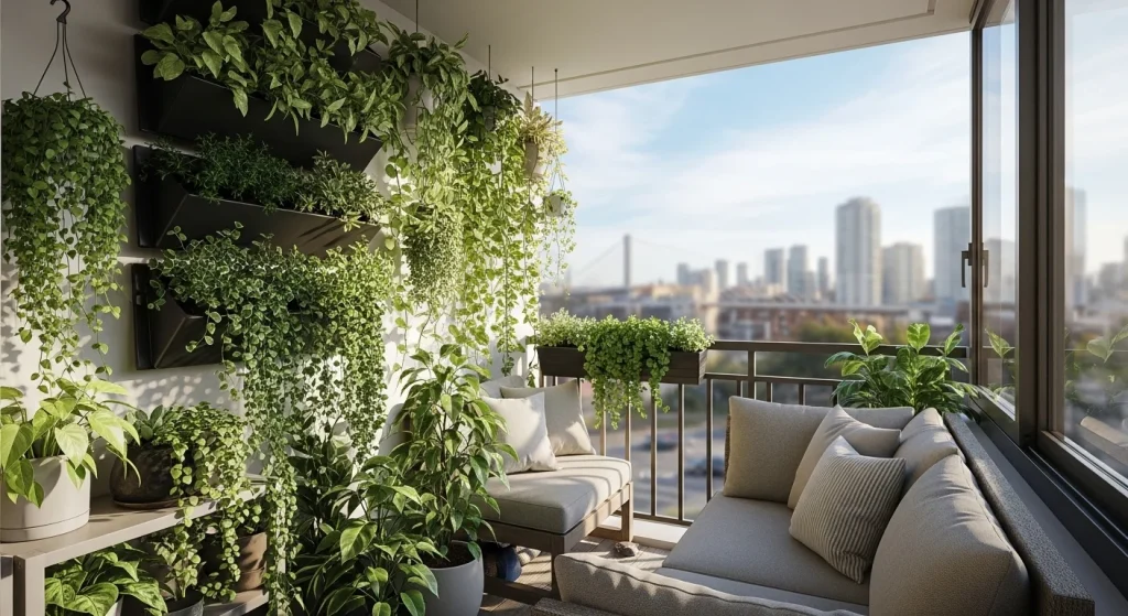 Vertical plant balcony corner
