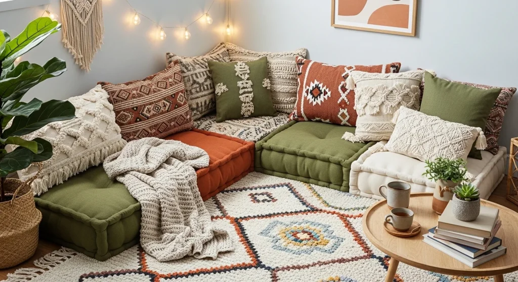 Floor seating living room corner