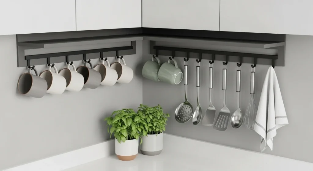 Corner hooks kitchen storage