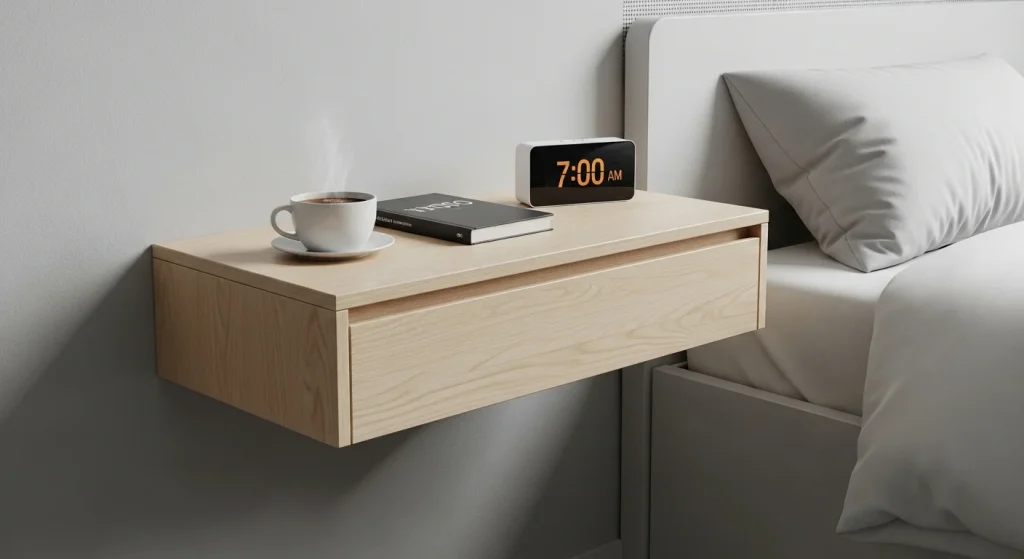Floating bedside storage drawer
