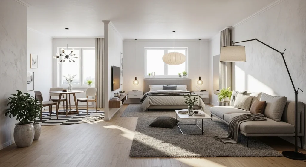 Zoned apartment decor
