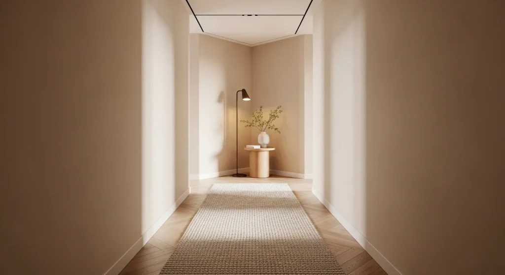 Hallway rug corner styling
