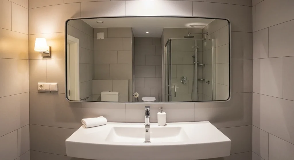 Framed mirror sink decor