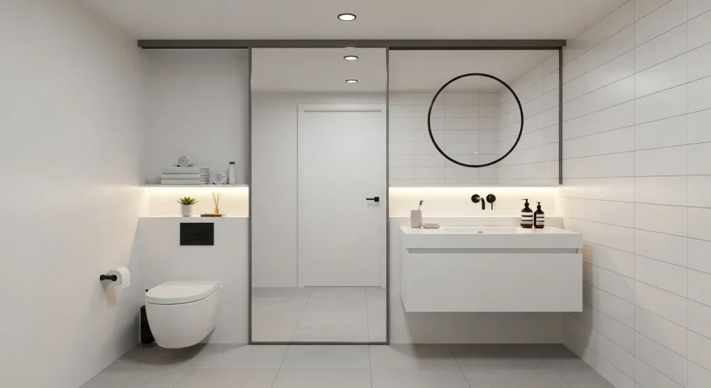 Sliding mirror cabinet bathroom
