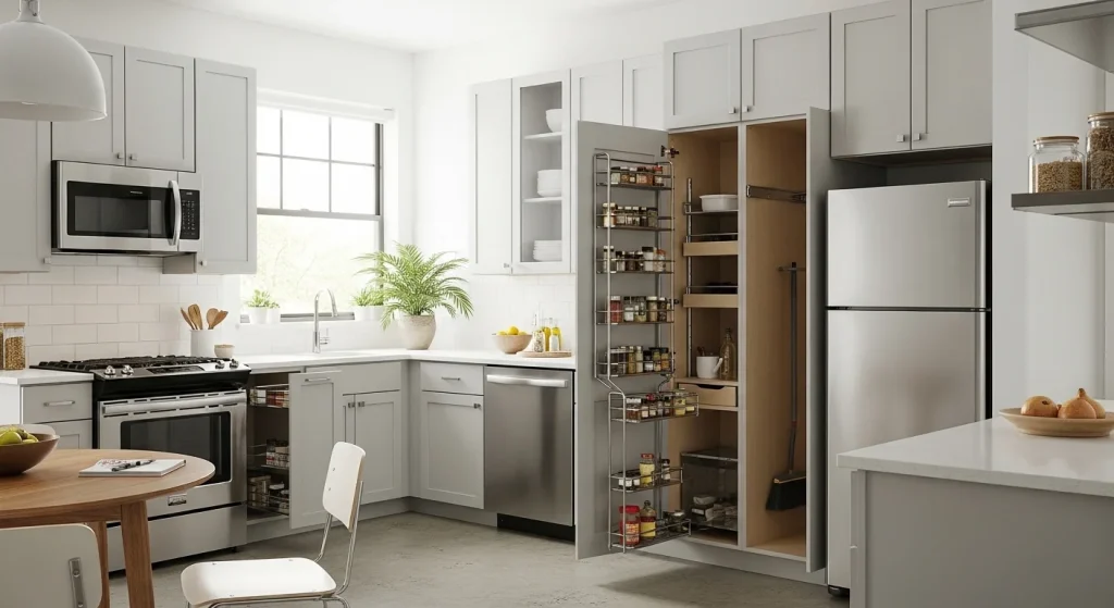 Cabinet door hidden storage