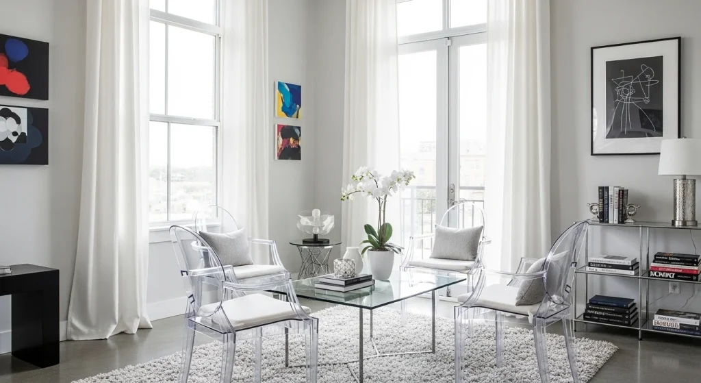 Transparent furniture for luxury apartment look