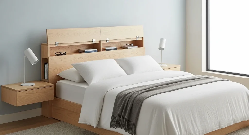 Headboard hidden storage idea