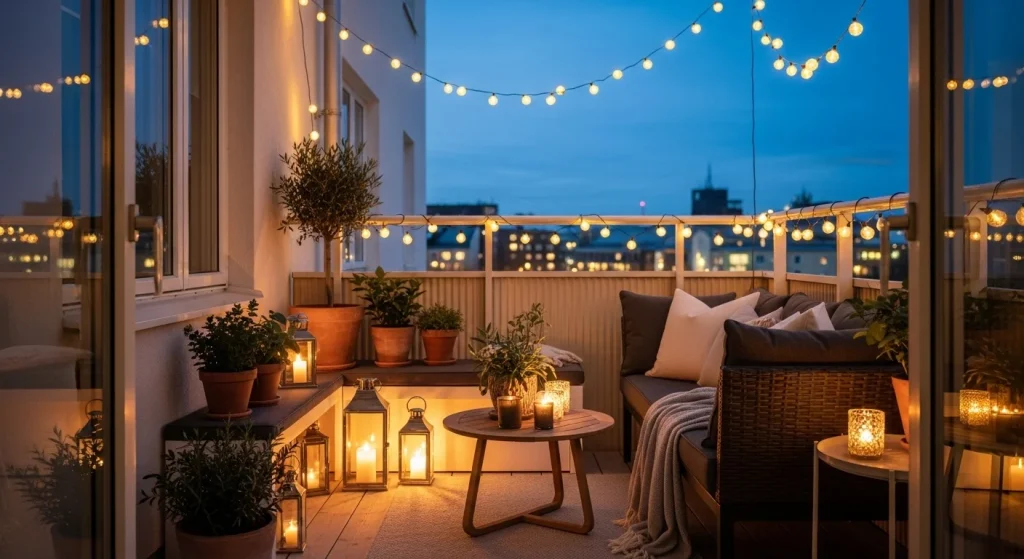 Layered balcony lighting
