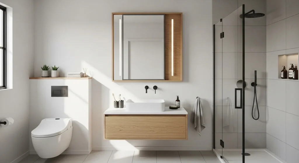  Dual tone mirror bathroom
