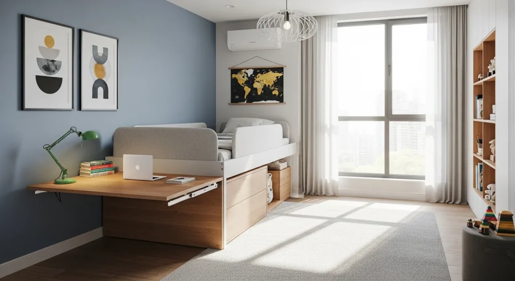 Slide desk kids room