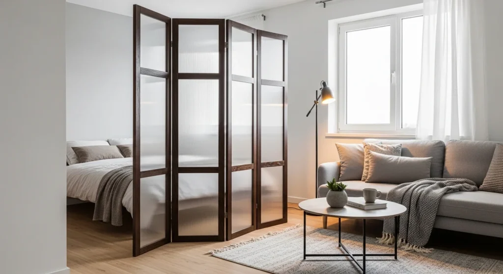 Decorative screen room divider renter friendly
