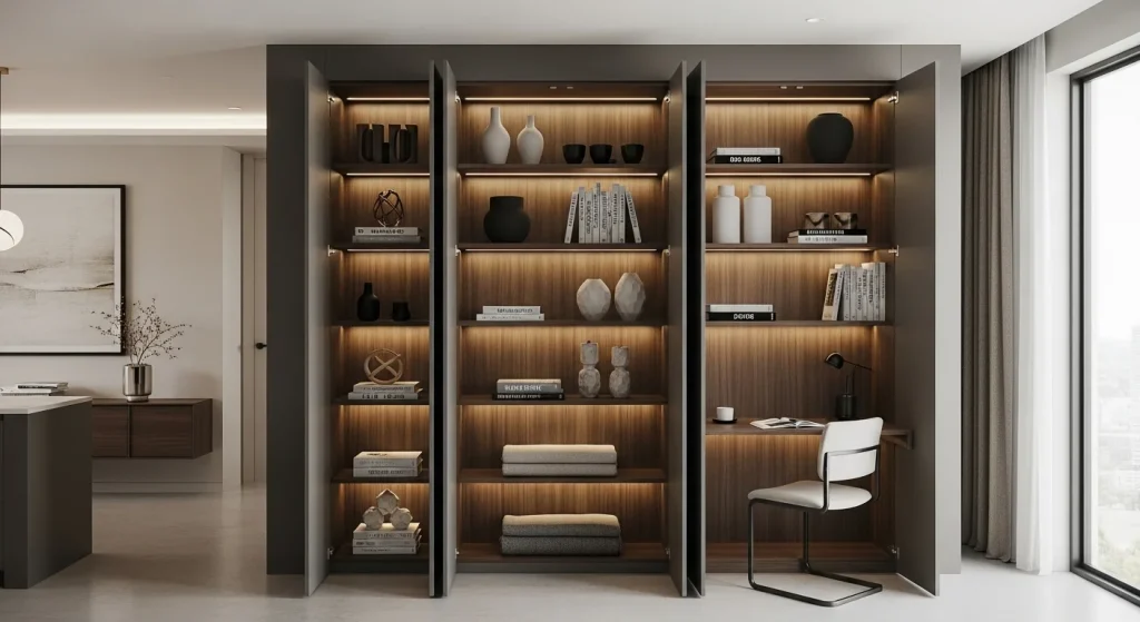 Built-in storage for luxury apartment design