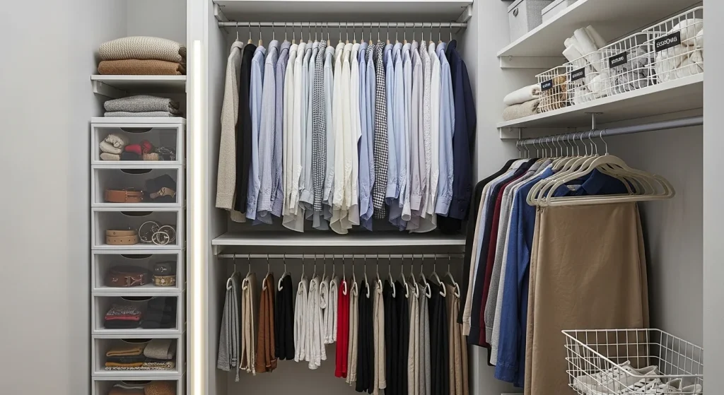 Hanging rods vertical closet storage