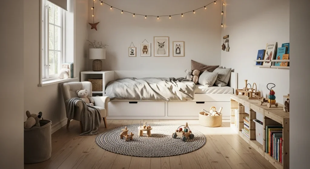 Built in bed storage kids
