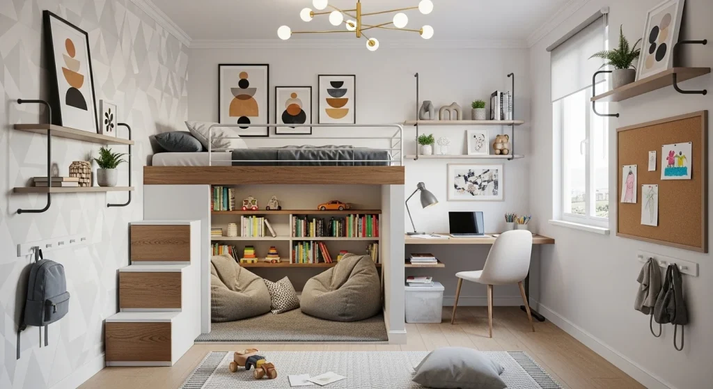 Platform bed kids room
