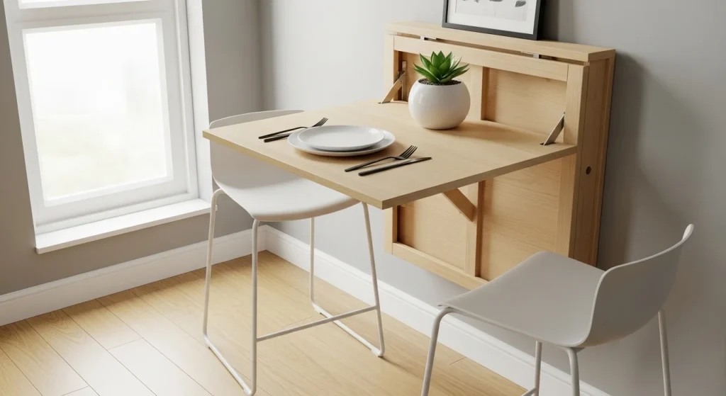 Foldable wall table for small apartment
