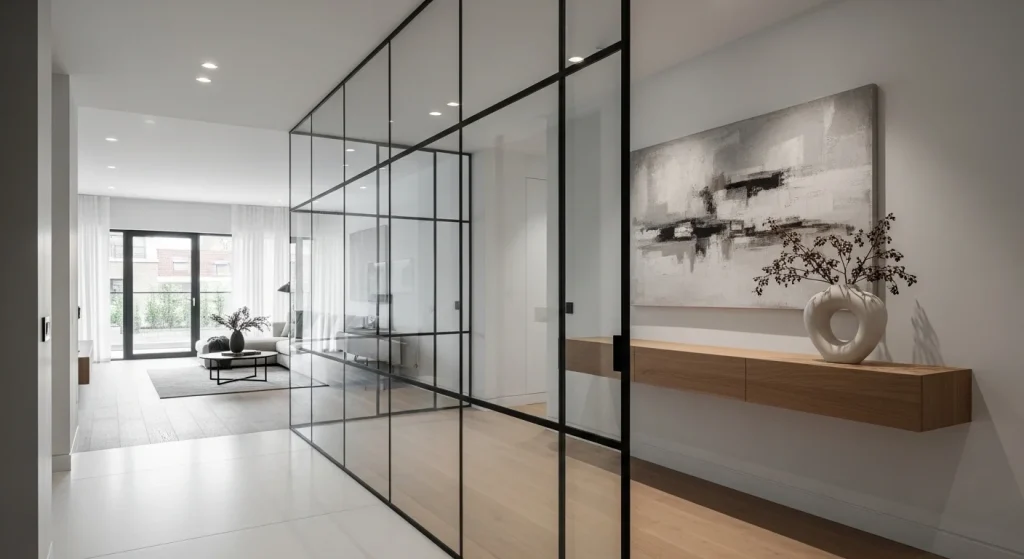 Glass hallway partition idea