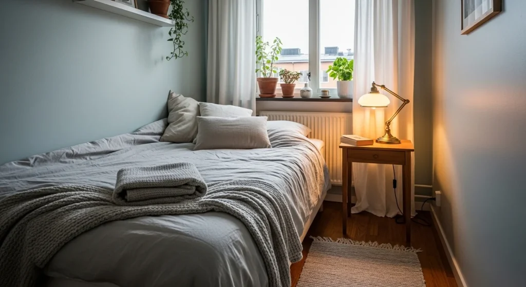 Folded blanket cozy decor